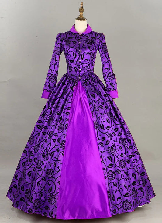 Victorian Masquerade Dresses for Women, Renaissance Dress, 18th Century, Baroque Rococo Marie Antoinette, Historical Clothing SS69 153.69 Purple Floral / XXXL