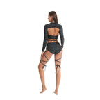 Harajuku Fashion Women Colorful Reflective Set Bandage Shorts+Bra+Crop Top Techwear Clothing Conjuntos Curtos SS69