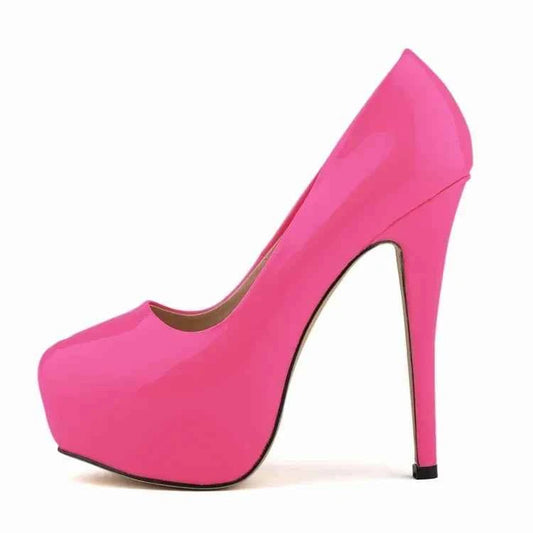 Women Sexy Pumps Stilettos 14cm Super High Heels Round Toes Platform Thin Heel NightClub Party Dress Red Wedding Shoes Big Size