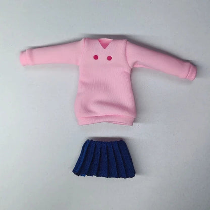 Handmade 1/12 Classic Japanese Anime DAN DA DAN Cosplay Momo Pink Hoodie Blue Pleated Skirt Set Fit 6" SHF Action Figure Body SS69 34.69 Two piece set / no head body