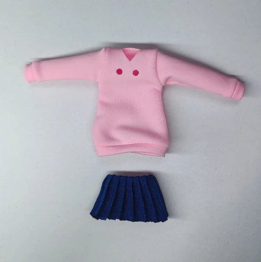 Handmade 1/12 Classic Japanese Anime DAN DA DAN Cosplay Momo Pink Hoodie Blue Pleated Skirt Set Fit 6" SHF Action Figure Body SS69 34.69 Two piece set / no head body