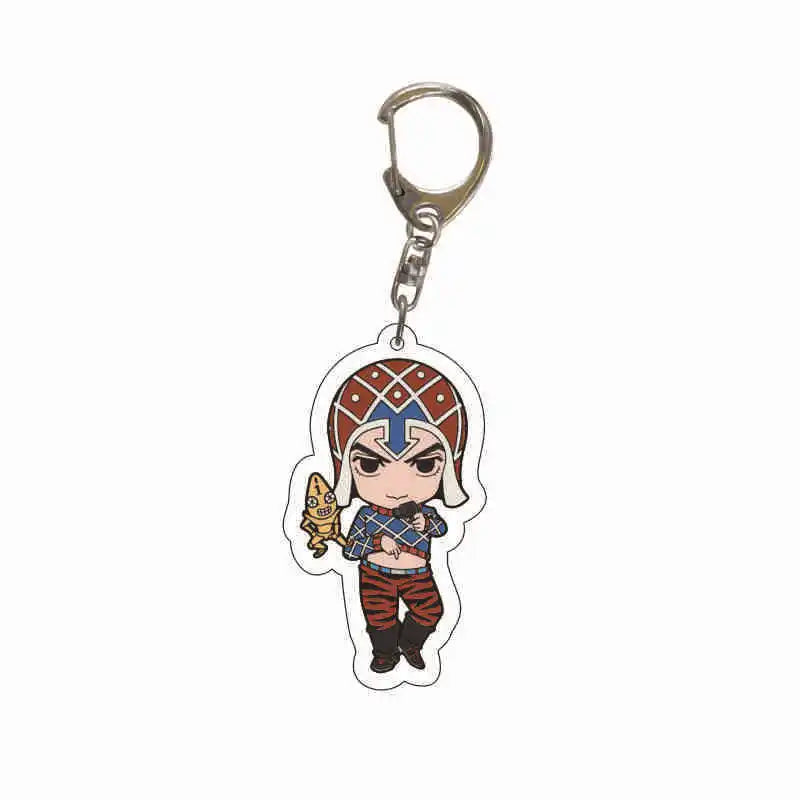Anime Jojos Bizarre Adventure Keychains Cartoon Figure Acrylic Key Ring Kujo Jotaro Ghirga Narancia Bruno Key Chain Fans Gifts