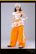 Girls Off Shoulder Crop Top & Cargo Pants Set