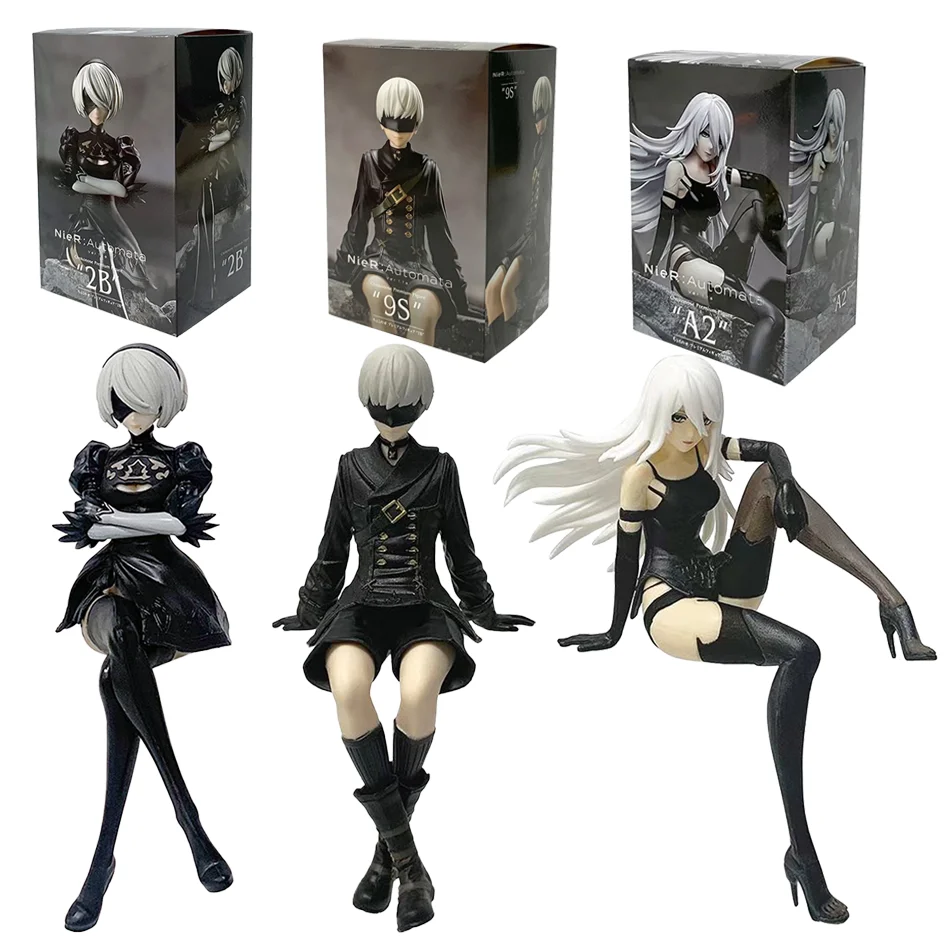 Nier Automata 2B A2 9S Sitting Position Game Figure Mechanical Lifeform Statue Collection Desktop Decoration  Toys Gifts SS69 61.69 A  B  C with box