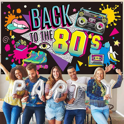 Back To 80'S Backdrop Graffiti Hip Pop Party Disco Music Photo Background Banner Graffiti Back To The 80’S Party Decorations SS69