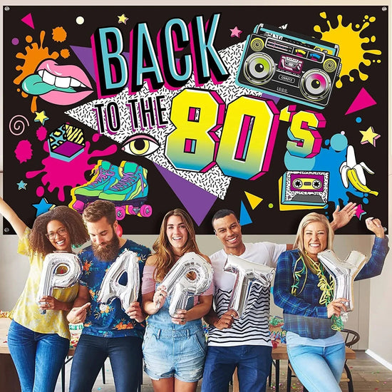 Back To 80'S Backdrop Graffiti Hip Pop Party Disco Music Photo Background Banner Graffiti Back To The 80’S Party Decorations SS69