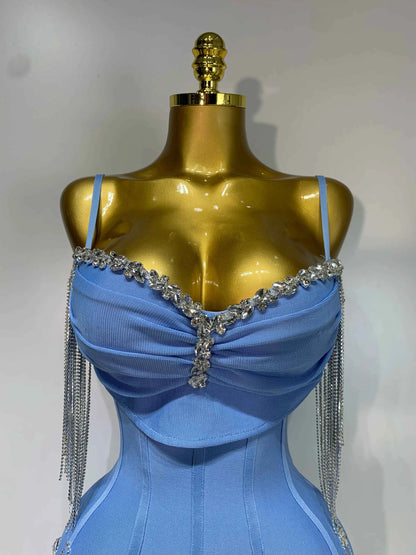 Women Sexy Backless Spaghetti Strap Bodycon Sleeveless Bandage Dress 2025 Elegant Prom Gown Club Evening Party Birthday Dresses