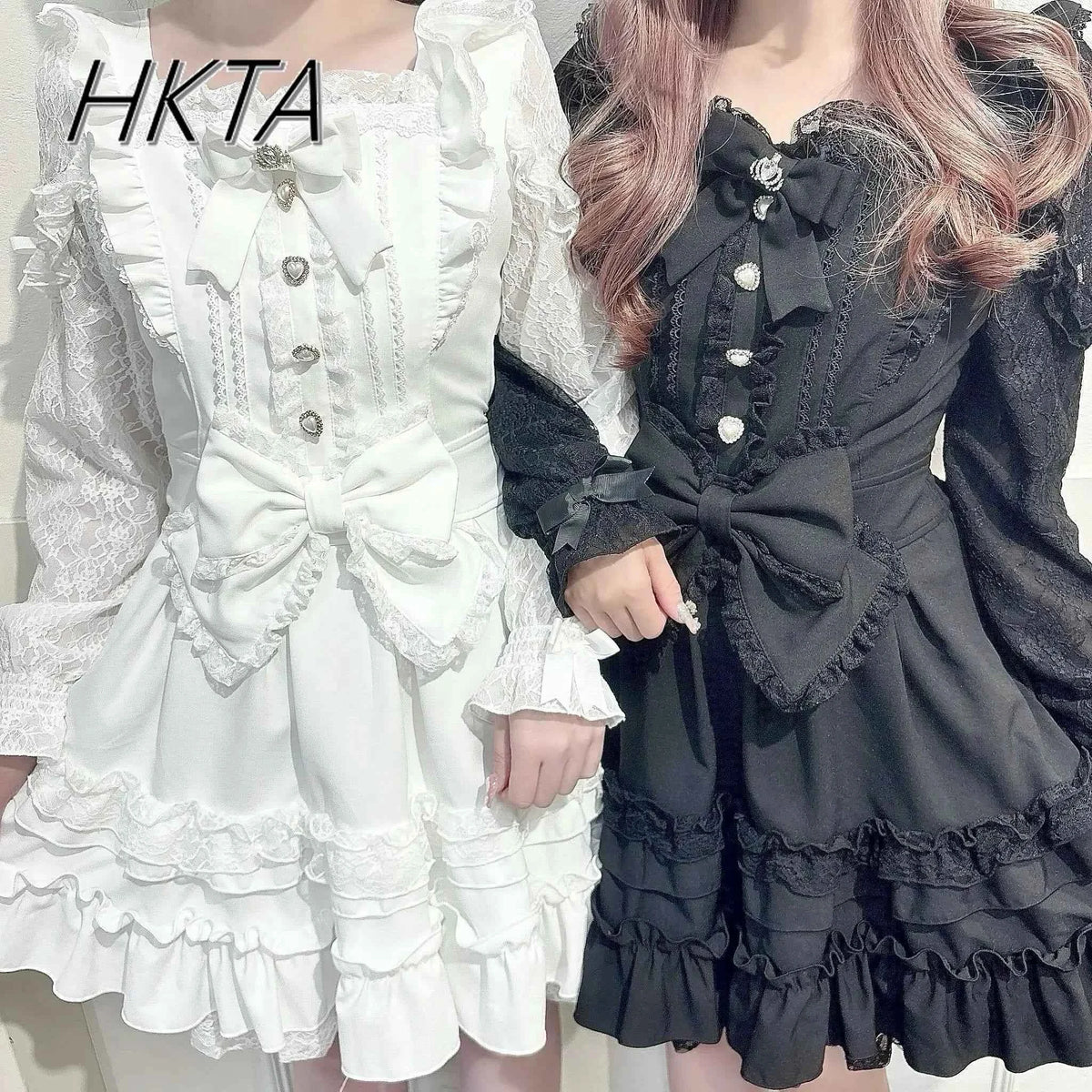 Japanese Liz Dresses Women Autumn New Girl's Sweet Cute Bud Mini Series Mass Production Angel Small Cake Dress Bow Lolita Dress