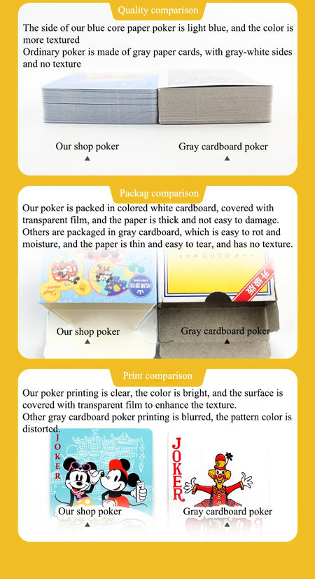 54Pcs/Box Disney Paper Playing Cards Mickey Avengers Frozen Anime Poker Cards Child Adult Desktop Games Toys - SS69