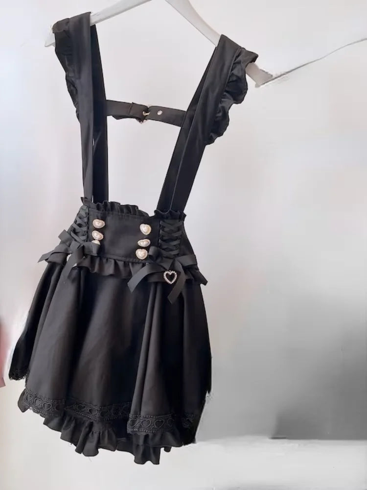 Japanese Kawaii Mini Cake Skirts Womens Jupe Fairy Bandage Lolita High Waist Y2k Aesthetic Sweet Lace Gothic JK Faldas Skirt SS69 24.69 1166 black / XS