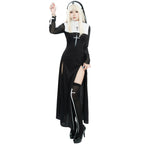 Adult Women Sexy Halloween Costume Anime Nun Cosplay Fancy Dress Gothic Robe Long Black Uniform Carnival Party Themed Events