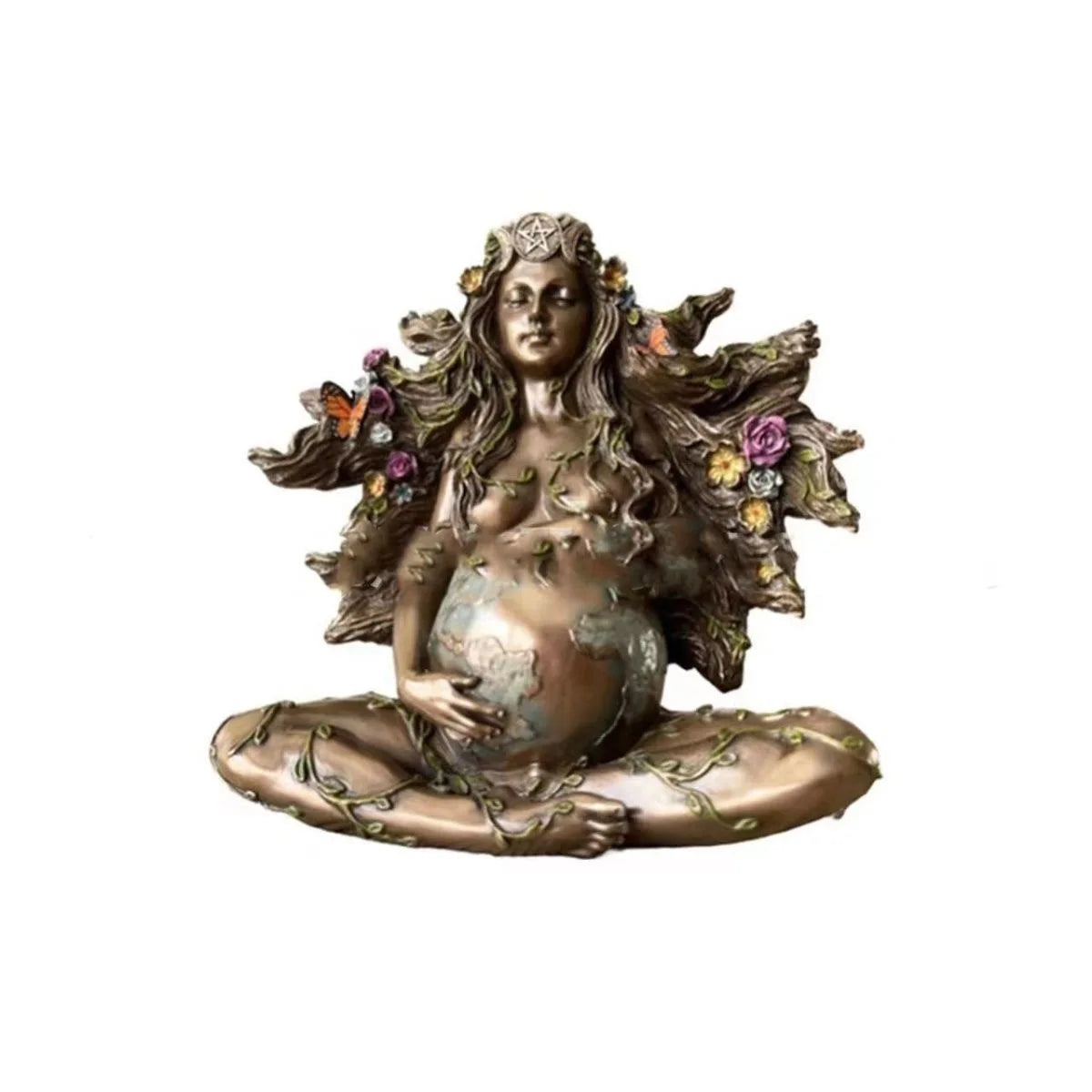 Earth Mother Gaia Statue Figurine Butterfly Garden Decorative Ornaments Resin Moon Goddess Sculpture Decoration SS69 20.69 A