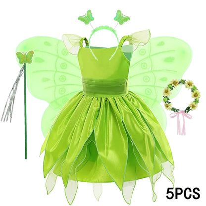 DOCHEER Girls Flower Fairy Princess Dress with Wings for Halloween Party