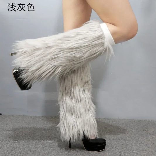 LED Leg Warmers Light Up Wraps Boot Covers Women Rave Outfit Glow Stocking Nightclub Party Clothes Accessories Tron Dance Wear SS69 31.69 light gray / 20cm