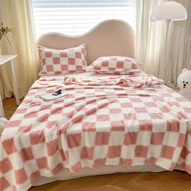 1 piece pink white flannel panda fleece soft and comfortable blanket nap blanket suitable for sofa bed sofa office suitable