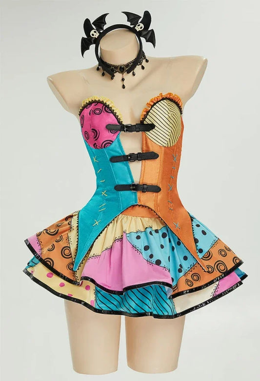 MEOWCOS Gothic Velvet Corset and Double Layered Skirt Costume Set