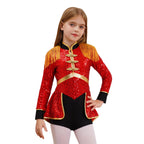 Moggemol Girls Sequin Ringmaster Bodysuit Long Sleeve Costume