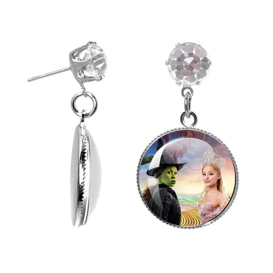 The Movie Wicked Elphaba&Linda Cosplay 20MM Glass Cabochon Earrings Jewelry Accessories Earring Jewelry Gift for Couple