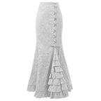 Gothic Fish Tail Skirt - High Waisted Lace-Up Trumpet Skirt