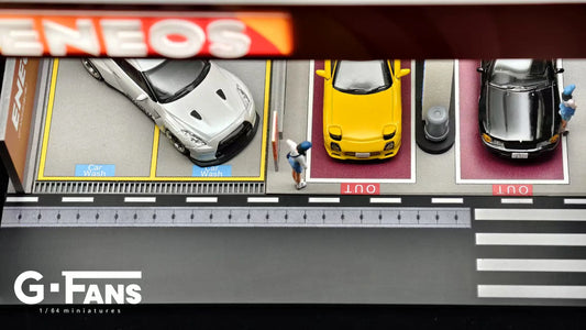 SS69 1/64 Scale Diecast Car Garage Diorama with LED Lighting and Dust Door