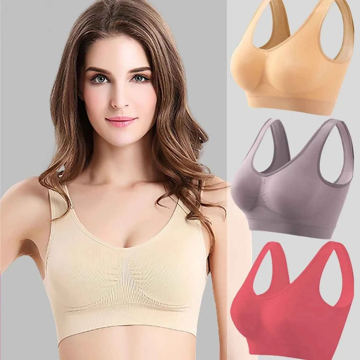 XL-5XL 4PCS Women Seamless Single Layer Camisole Bra Tops Sleep Yoga Sports Bras Tank Tops