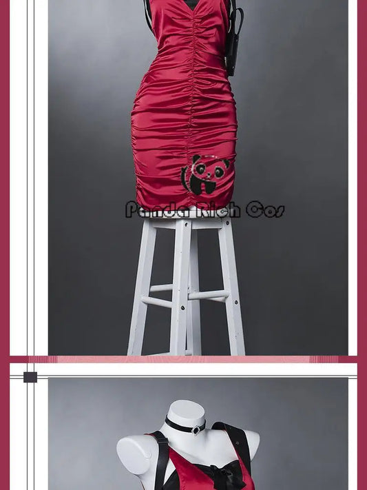 Ada Wong Resident Evil Cosplay Red Cheongsam Dress Set for Women