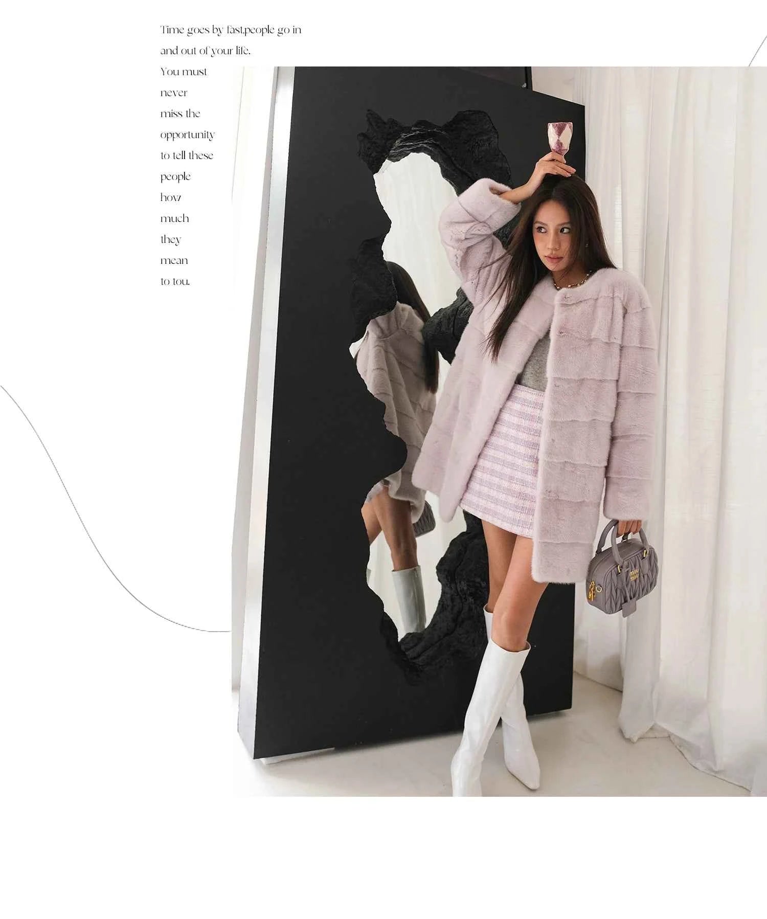 HDHOHR 2025 New 100% Real Mink Fur Coat Women Fashion Essential Natural Mink Fur Jackets Warm Royel Blue Winter Fur Coat