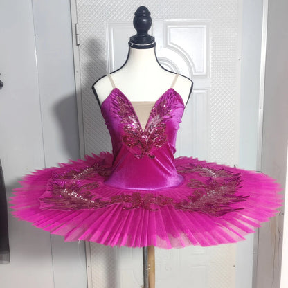 Yackalasi Professional White Swan Lake Pancake Ballet Tutu with Sequins