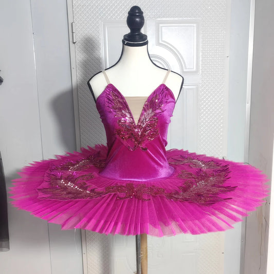 Yackalasi Professional White Swan Lake Pancake Ballet Tutu with Sequins