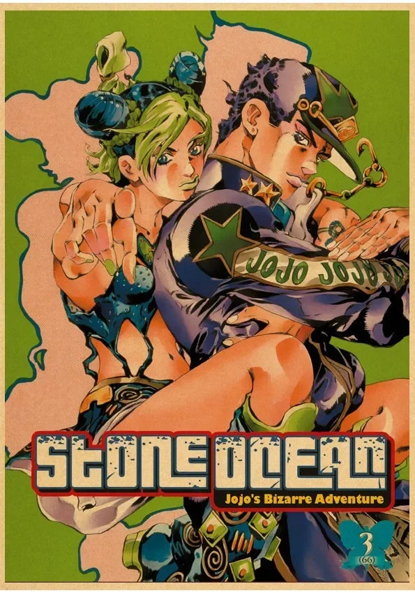JOJO Retro Kraft Paper Anime JoJo's Bizarre Adventure Posters Decoration Pictures Room Wall Kawaii Bedroom Decoration Home