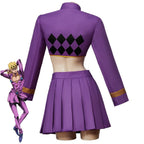 Anime JOJO's Bizarre Adventure Golden Wind Giorno Giovanna Cosplay Costume Sexy Purple Skirts Crop Top and Mini Skirts Party Set