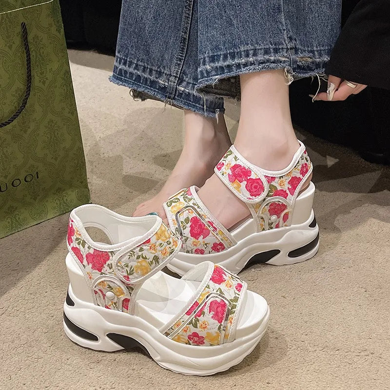 Platform Sandals Female 2024 Summer Fashion Peep-toe Shoes Character With High Heel Muffin Daddy Leisure Sports Sandals Female - SS69