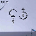 Thaya Original Design Star and Moon Earrings S925 Silver Needle Studs Earring For Women Vintage Earring Fashion Crystal Jewelry