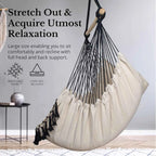 Macrame Hanging Chair with 2 Pillows | 500lb Capacity Cotton Rope Swing | Pocket Design Indoor/Outdoor Use