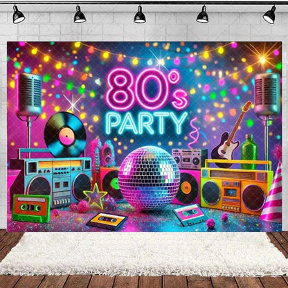 Retro Back to the 70s 80s 90s Backdrop Music Party Decorations Neon Light Graffiti Tapes Disco Background Photo Studio Supplies