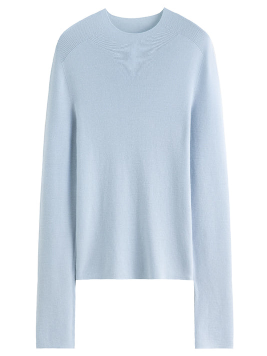 DUSHU Seamless Half-high Collar Pure Wool Pullovers Women Plus Size Autumn Winter Bottoming Sweater Solid Soft Breathable Tops