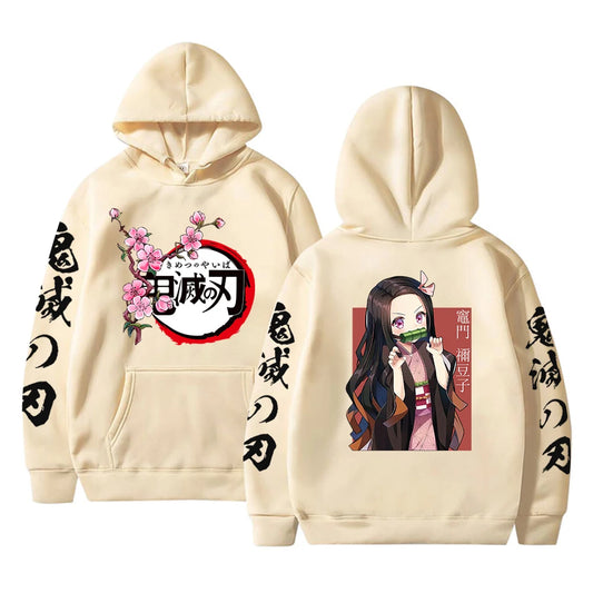Anime Demon Slayer Kamado Nezuko Print Hooded Men Women Casual Loose Hoodies High Quality Sweatshirt Harajuku Unisex Streetwear