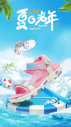 Girls' LED Sandals - Hook & Loop Closure, Anti-Slip EVA