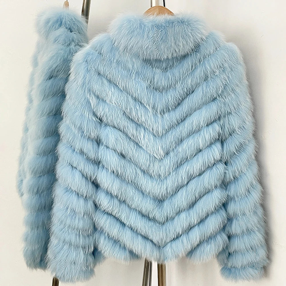OFTBUY Women's Real Fox Fur Coat - Thick Warm Winter Jacket