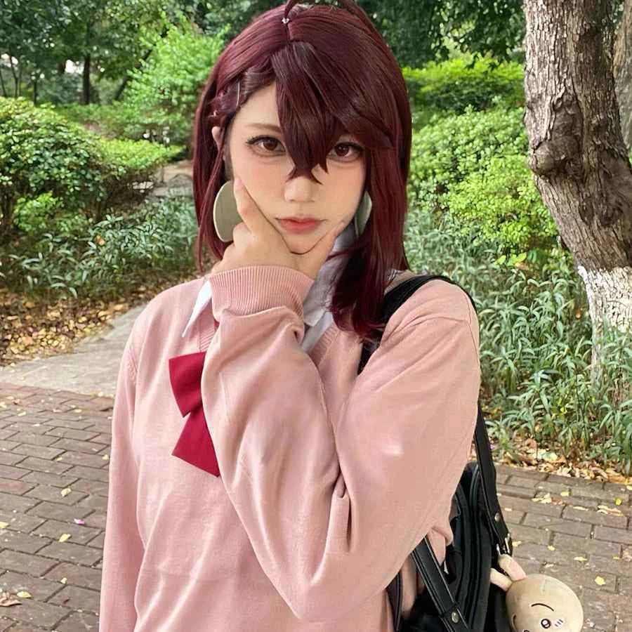 JK Uniform Ayase Momo Cosplay Sweather Suit High School Students Outfits Skirt Dandadan COS Costume Carnival Party Pink