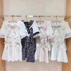 Japanese Mine Mass-Produced Short-Sleeve Shirt Dress Shorts Set Women Sweet Liz Doll Collar Bow Shirt Dress Two-Piece Suit