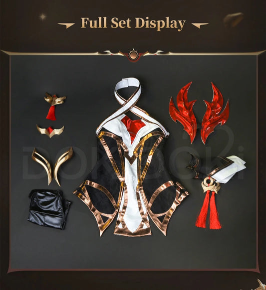 Ahrii Cosplay Costume Set by SS69 - Durable Synthetic Dress, Sizes XS-2XL