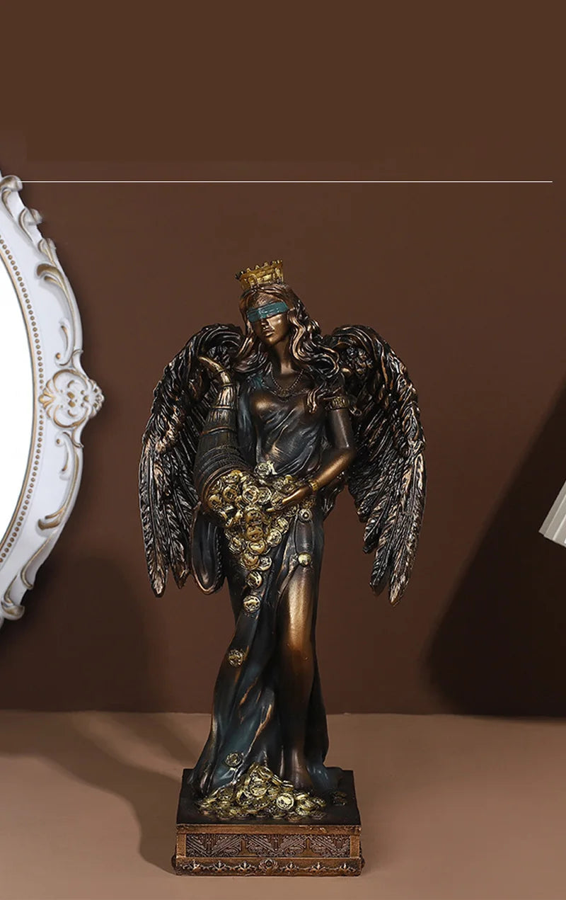 Greek Goddess of Fortune Resin Figurine - Antique Style Home Decor