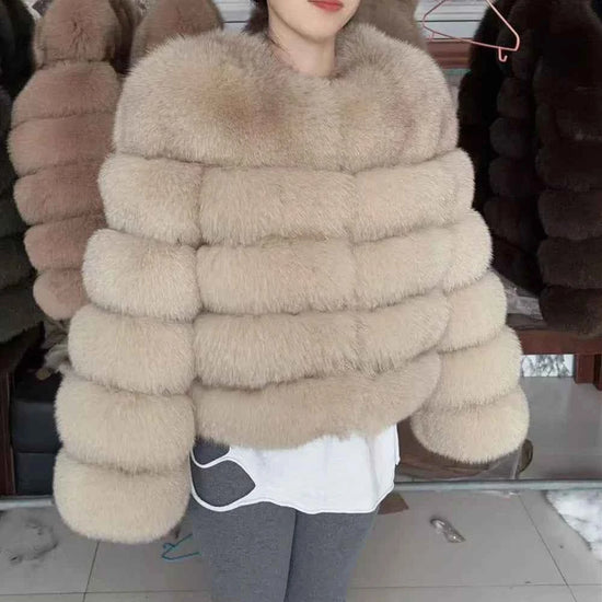 QUEENTINA Fox Fur Coat Real Winter Women'S Fashion Brown 2025 Leather And Skin Clothing Natural New In Coats & Jackets Outerwear