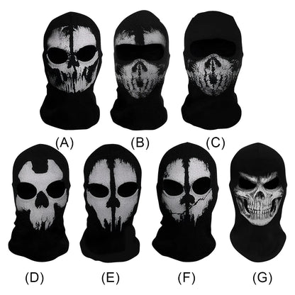Ghost Skull Balaclava Full Face Mask for Halloween Cosplay and Cycling