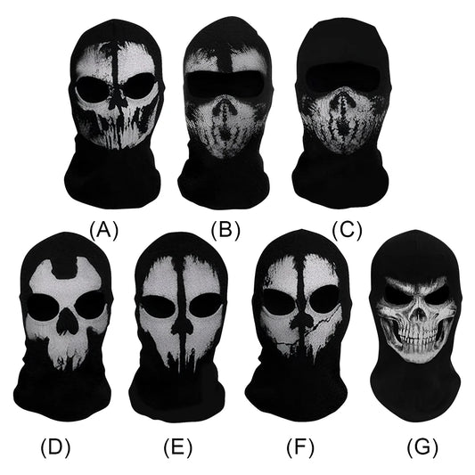 Ghost Skull Balaclava Full Face Mask for Halloween Cosplay and Cycling