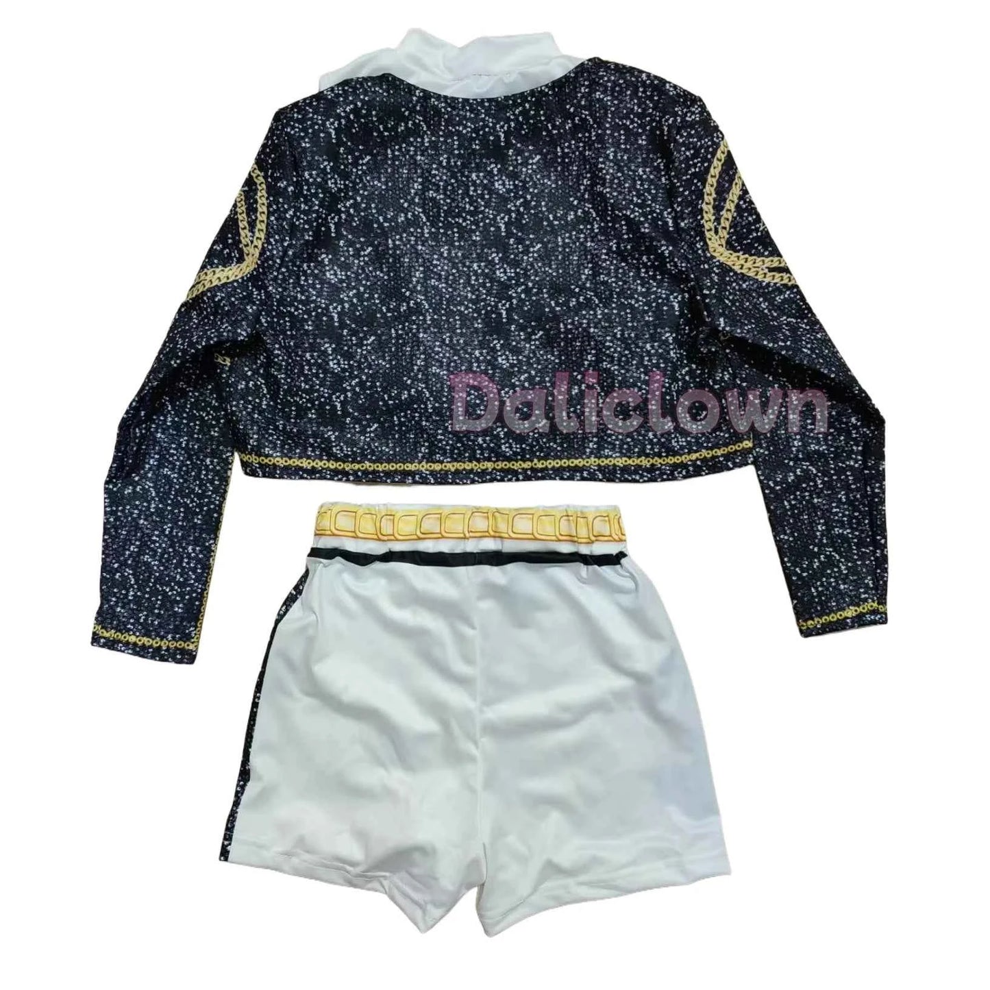 Kids Anime Cosplay Girl Costume Group Idol Singer Performance Show Black Golden Costume Child Halloween Party Clolthes Outfit