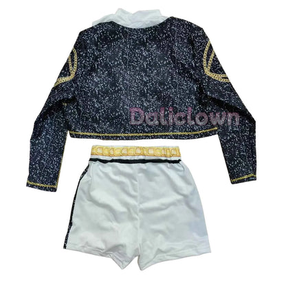 Kids Anime Cosplay Girl Costume Group Idol Singer Performance Show Black Golden Costume Child Halloween Party Clolthes Outfit