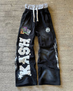 American Sweatpants Y2K Pants Men Gothic Hip Hop Letter Patch Retro Double Layer Design Baggy Elastic Waist Jogging Casual Pants - SS69 