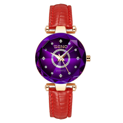 SENO Ocean Star Women Crystal Watch 2024 Top Brand Luxury Rose Gold Women Bracelet Watch for Ladies Wrist Watch Relogio Feminino SS69 15.69 leather purple